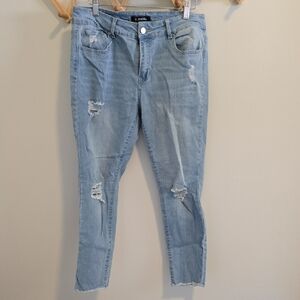 d. Jeans - Light Blue Distressed Ankle Jeans, Size 10